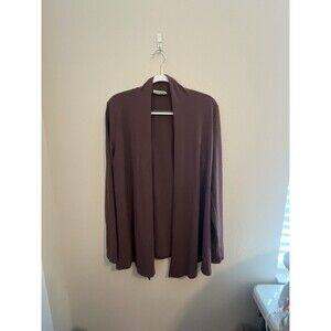 Charlotte Avery Open Front Drape Cardigan Sweater Plum Purple